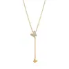 Mariposa Streamers ~ Nuevo Diseño de Nicho Cadena de Clavícula de Lujo Francés Acero de Titanio 18K Mariposa de Concha Madre Collar Y para Mujeres