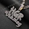 Collar Hip-Hop de Moda y Creativo con Incrustaciones de Cobre y Zircón Bicolor de Doble Fila con Diamantes Completos y Colgante de Letra Inglesa Empalmado para Hombres y Mujeres