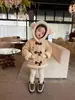 Abrigo de invierno para niña con botones de cuerno, orejas de oso y capucha, hecho de piel sintética, talla 26, lindo y a prueba de viento, abrigo cálido para niños