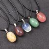 Colgante pequeño ovalado de jade y ágata de cristal natural semiprecioso, colores aleatorios, accesorios para collar, producto nuevo transfronterizo.