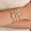 Pulsera de cobre cuadrado corazón trébol de cuatro hojas cabeza de serpiente circonita joyería geométrica al por mayor PBR-057