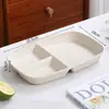 Plato de Cena Reductor de Grasa de Tres Compartimentos para el Hogar de Paja de Trigo Estilo Japonés de Alta Apariencia Anticaída Fabricante Venta Directa al por Mayor