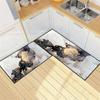 Conjunto de Tapetes para Cozinha Duas Peças Estilo Mármore Transfronteiriço Resistente ao Desgaste Tapetes de Piso Estilo Étnico Tapetes Absorventes para Banheiro Fácil de Cuidar