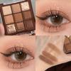 Paleta de Sombras Jiugongge Chocolate Brillo Perlado Mate Color Tierra Pura Deseo Nude Maquillaje Asequible Estudiante Sombra de Ojos de Nueve Colores