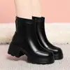 Botines Gruesos para Mujer Dropshipping, Botas Delgadas Versátiles para Mujer, Botas de Suela Gruesa Estilo Británico, Zapatos de Cuero Cálidos con Forro de Terciopelo