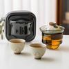 Juego de té de viaje Factory Moon Rabbit, apto para acampar al aire libre, portátil, de cristal, taza exprés, una tetera, dos tazas