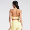 Sutiã esportivo cruzado com decote U e lindo design nas costas, absorvente de choque e com suporte, adequado para yoga, corrida e fitness, pode ser usado como peça externa.
