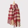 Bufanda Cuadrada Simple a Cuadros de Lana Mezclada para Mujer en Otoño e Invierno, Chal y Bufanda Suaves y Cálidas, Maillard del Fabricante