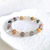 Pulsera de Cristal Arcoíris Natural para el Cabello con la Fortuna, Prosperidad y Longevidad Diseño de Cuentas Redondas para Mujeres, Cristal de Ágata al por Mayor