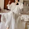 Bata con Almohadillas para el Pecho para Mujer, Primavera y Otoño, de Manga Larga, Estilo Princesa Francesa, Pijama Dulce y Sexy, Vestido de Longitud Media para Niñas