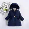 Jaqueta acolchoada de algodão para meninas comprimento médio forrada com fleece espessa estilo estrangeiro tesouro feminino moda jaqueta acolchoada de algodão para inverno novo comércio exterior