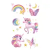 Pegatina de Tatuaje Luminosa Colorida de Unicornio Dibujo Animado Infantil Estilo Lindo Pegatina Impermeable Duradera Brazo de Niña