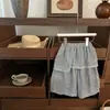 Conjunto de duas peças para meninas com top falso, shorts casual, conjunto de camiseta infantil de manga curta, conjunto de verão de duas peças para meninas