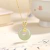 Jin Hongyu Fuqi Ping An Buckle Colar S925 Sterling Silver Clavícula Cadeia Nova Estilo Chinês Pequena Internet Celebridade Hetian Jade Jóias