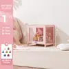 Vitrina de Cristal Rosa para Guardar y Exhibir Artículos, Vitrina a Prueba de Polvo, Armario de Almacenamiento, Vitrina para Figuras