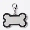 Metal blanco listado joya para mascotas colgante logo impreso tarjeta de identidad grabada color marco de hueso marca de perro