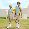 Trajes de Uniforme Escolar de Manga Corta de Verano para Estudiantes de Primaria y Secundaria, Uniformes de Jardín de Infancia, Uniformes de Clase de Deportes para Hombres y Mujeres, Uniformes para Actuaciones del Día del Niño