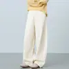 Pantalones de algodón lavado para mujer con pierna curva, nueva colección otoño 2026, 100% algodón con bolsillos laterales, adecuados para la oficina, con diseño de botón y estilo casual