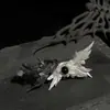 Europa y Estados Unidos Nuevo Anillo Abierto de Alas de Ángel Blanco y Negro Alas Rotas Anillo de Pareja "Redención" Anillo