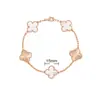Pulsera de Calcedonia Morada Natural de Cinco Flores [Versión Alta Dorada V Chapado Grueso en Oro] Pulsera de Trébol de Cuatro Hojas de 18 Quilates para Mujer, Artesanía Exquisita