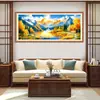 [Algodón Importado] Mona Lisa Cruz Real Punto de Cruz Montaña Dorada del Sol - Cuenco del Tesoro Versión Grande Sala de Estar Bordado Hecho a Mano