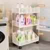 Prateleira de armazenamento para banheiro, prateleira de armazenamento integrada de vários níveis para chão para banheiro, vaso sanitário, máquina de lavar e espaços estreitos