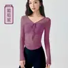 Ropa de Yoga para Mujer en Primavera y Verano Nuevo Estilo Tops Deportivos con Almohadillas en el Pecho, Aspecto Adelgazante Malla Mangas Largas Ropa de Entrenamiento para Correr y Fitness