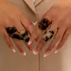 Anillos Geométricos Irregulares Estilo Maillard de Acrílico en Color Café Europeos y Americanos para Mujer, Joyería Transfronteriza Abierta con Estampado de Leopardo