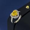 Juego de Joyería de Zirconia Corte Flor de Hielo en Forma de Corazón Joyería de Lujo Ligero de Alta Gama Aretes Anillo Collar de Zirconia en Forma de Corazón