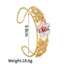 Nova Pulseira Aberta Estilo Ins em Aço Inoxidável Dourado 18K com Flor de Gotejamento de Óleo para Mulheres Moda Ol Joias de Luxo Acessível