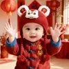 Gorro de Protección para Orejas de Bebé para Niños y Niñas, Gorro de Lana Tejido Cálido de Invierno Rojo, Gorro Festivo de Año Nuevo para Bebé para Felicitaciones de Año Nuevo