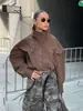 Chaqueta Transfronteriza 2026 Otoño Europeo y Americano Nuevo Estilo Holgada Casual Moda Cuello Alto Cremallera Corta Abrigo