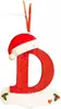 Letra Inicial de Navidad con Gorro Rojo Decoración de Letra, Decoración Colgante para Árbol de Navidad DIY Colgante Personalizado Regalo