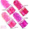 Conjunto Laser Rosa Vermelho Rosa 12 Cores Misturadas Lantejoulas para Nail Art Pó Glitter Flash Joias para Nail Art Broca Cola para Unha