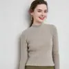 Outono e Inverno Manga Longa Roupa Íntima Feminina Lã Gola Meio Alta Emagrecedora Bodycon Espessada Novo Estilo Pulôver Transfronteiriço Tricô Camada de Base
