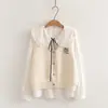 Conjunto de Duas Peças Outono 2026 Estilo Universitário Japonês Coelhinho Urso Desenho Animado Colete + Camisa Tie-Dye para Mulheres 26055