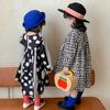 Estação Europeia Vestido de Menina Moderno com Estampa de Bolinhas Redondas Grandes Algodão Penteado Manga Longa Bebê Estilo Coreano Vestido Estilo Estrangeiro Roupa Infantil