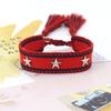 Pulseira de tecido trançado com rebite de estrela de cinco pontas em liga de prata para joias transfronteiriças, pulseira de pulso com franja de estrela de personalidade