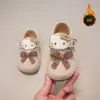 Sapatos Birkenstock de Pelúcia de Gatinho Cartoon Doce para Meninas Modelo Outono/Inverno 2026 Sapatos Quentes de Algodão com Solado Macio para Crianças Mocassins de Bebê