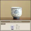 Taza de té de porcelana azul y blanca con diseño de vid de loto pintada en plata, adecuada para maestros del té, con un motivo de dragón, un juego de té de cerámica, una exquisita taza de té para disfrutar del té y un regalo perfecto para uso doméstico o ocasiones especiales