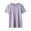 Teto de custo-benefício! Versão básica de arroz glutinoso fresca respirável confortável cor lisa modeladora gola redonda tubo reto camiseta feminina verão