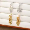 Aretes Personalizados para Mujer, Aretes de Nicho, Aretes de Celebridades de Internet, Modernos Aretes de Hoja con Borla de Zirconia de Hebilla Frontal y Trasera
