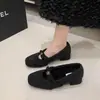 Sapatos Mary Jane de lã retrô estilo francês, nova coleção primavera/outono 2026, salto grosso, salto alto, forro de fleece, sapatos femininos