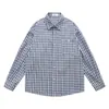 Camisa Xadrez Retrô Japonesa para Homens e Mulheres, Casual Solta 2025 Camisa de Casal com Design Único