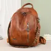 Mochila retro de cuero suave 2026 transfronteriza, gran capacidad, versátil, moderna y adecuada para viajes y escuela
