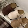 Zapatos Birkenstock de Punta Redonda y Suela Gruesa, Medio Abiertos para Mujer, Ropa Exterior 2026 Otoño/Invierno Nueva Llegada, Slip-on, Retro, Elevadores de Altura, Pantuflas de Suela Suave