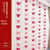 Set de Decoración Colgante de Cortina Doble Felicidad Larga con Cinta de Mariposa 3D para Decoración de Boda, Casa Nueva, Dormitorio de la Novia
