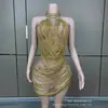 Body Brillante con Borlas y Pedrería para Mujer, Sexy Disfraz de Cantante Bailarina, Disfraz de Escenario