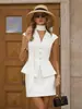 Conjunto de Chaleco sin Mangas y Falda Transfronterizo Estilo Europeo y Americano Primavera/Verano 2026 Conjunto de Chaleco con Cuello en V y Falda Corta