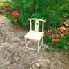 Silla de Respaldo de Peine Blanco de Madera Maciza Sillón Silla de Media Luna Silla de Respaldo de Libro de Roble Silla Begonia Madera de Rejilla Juego Completo Blanco